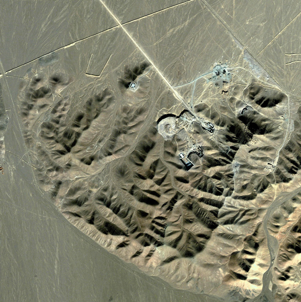 A satellite image shows the suspected Iranian nuclear facility of Fordo near the holy Shiite city of Qom, where Iran is has begun enriching uranium to 20 per cent, according to the UN atomic watchdog agency IAEA